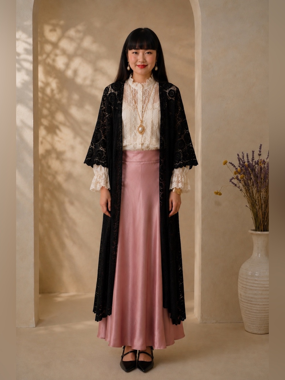 Mossimo Black Crochet Lace Long Duster Cardigan 100% Cotton